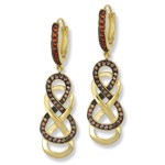Gold Plated Double Infinity Earrings Choc/Orange Cubic Zirconias Gold Plated Double Infinity Earrings Choc/Orange Cubic Zirconias